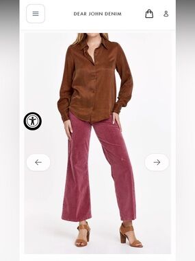 Dear John Denim Brown Satin Birdie Shirt The Softest shirt you will ever own!!